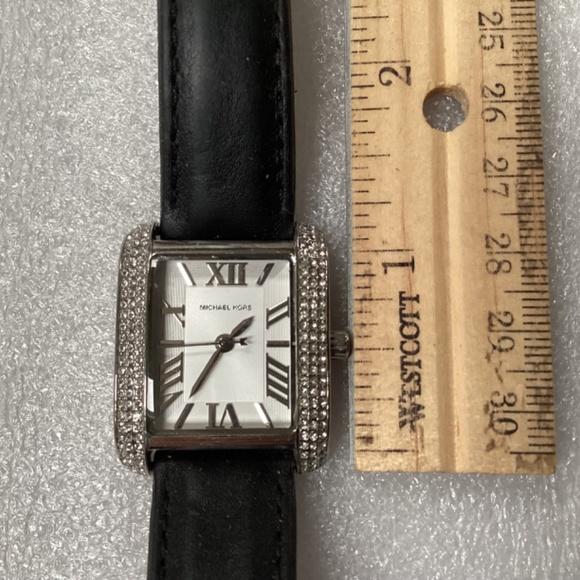 Michael Kors Mini Emery Silver Dial Black Leather Ladies Watch MK2359 - Picture 4 of 16